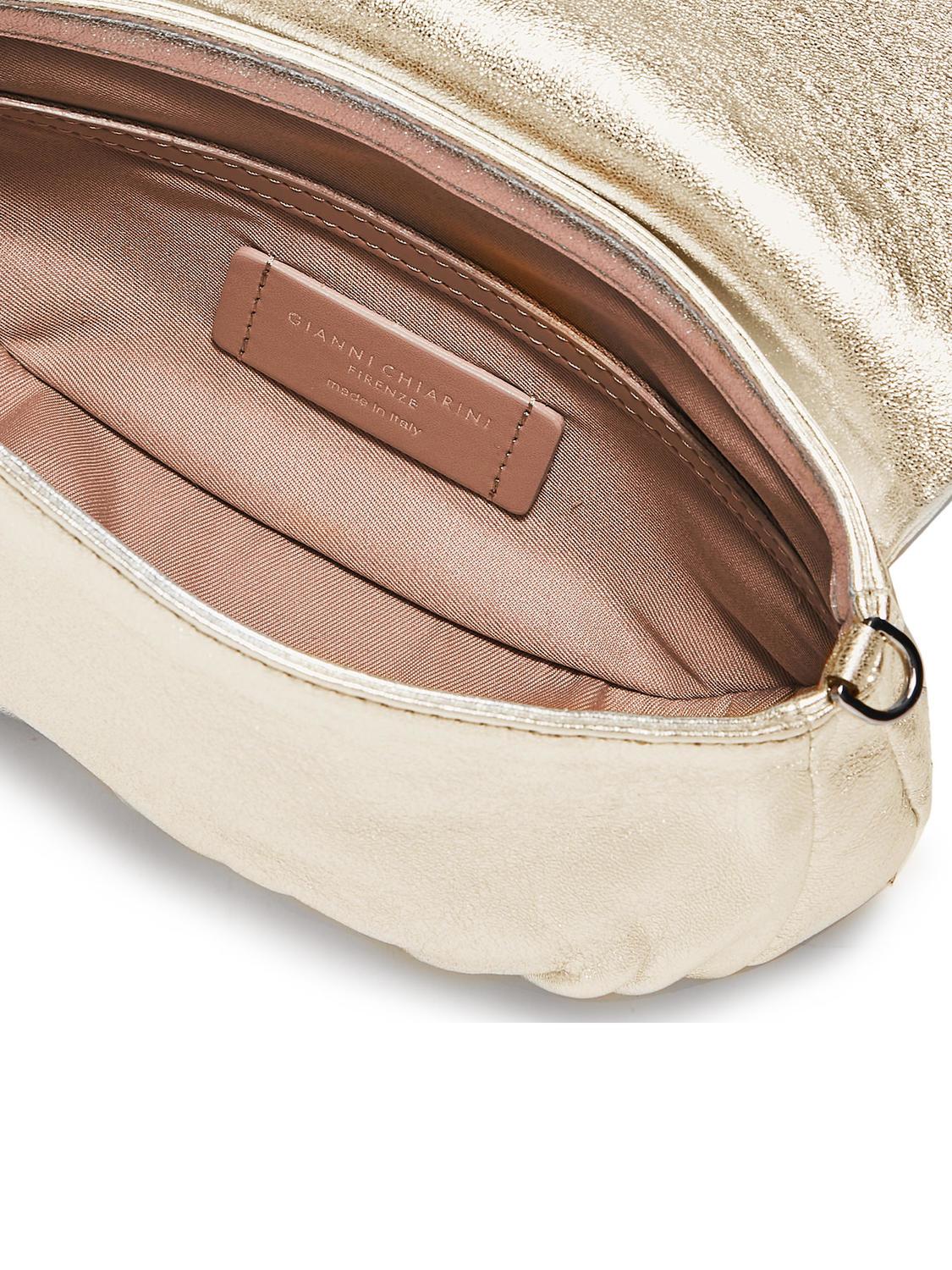 Gianni Chiarini Adele Shoulder Bag In Laminated Leather Platinum