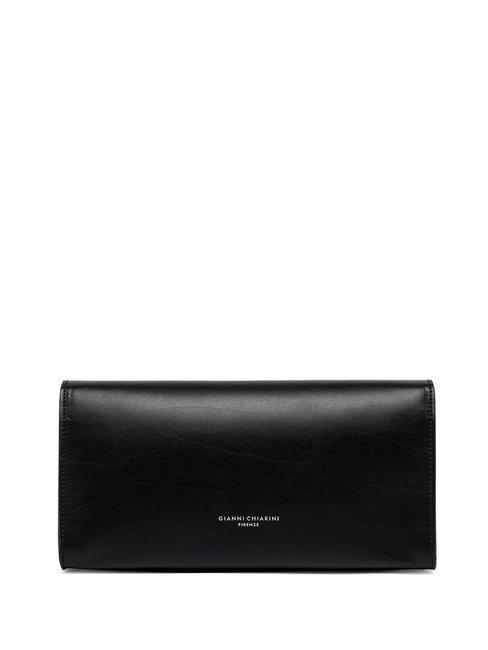 LILY Leather clutch bag with shoulder strap Black - Women&rsquo;s Bags