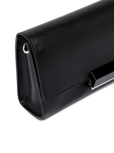 LILY Leather clutch bag with shoulder strap Black - Women&rsquo;s Bags