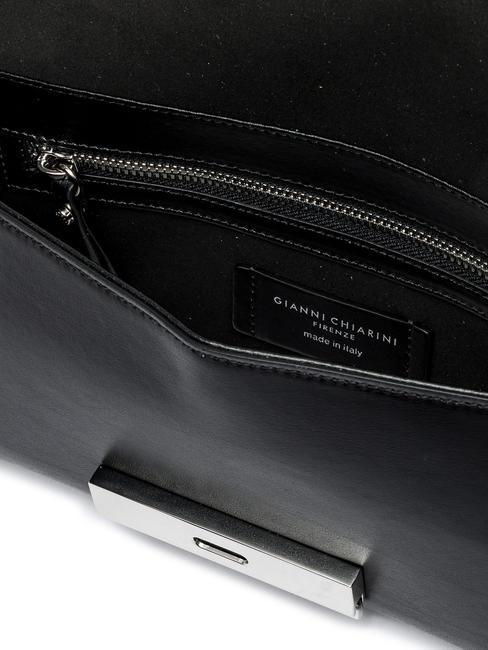 LILY Leather clutch bag with shoulder strap Black - Women&rsquo;s Bags