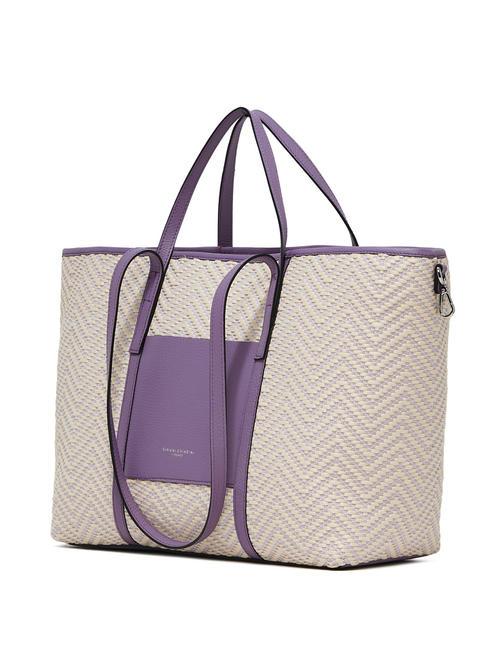 SUPERLIGHT Straw and leather shopping bag var. wisteria - Women&rsquo;s Bags