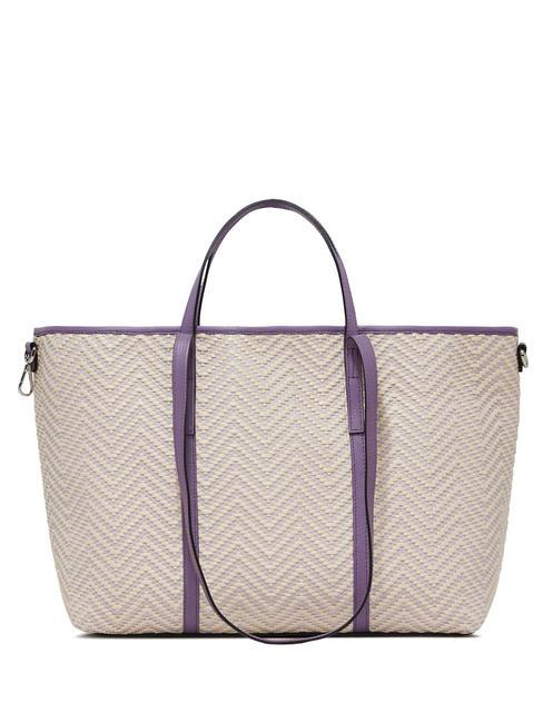 SUPERLIGHT Straw and leather shopping bag var. wisteria - Women&rsquo;s Bags