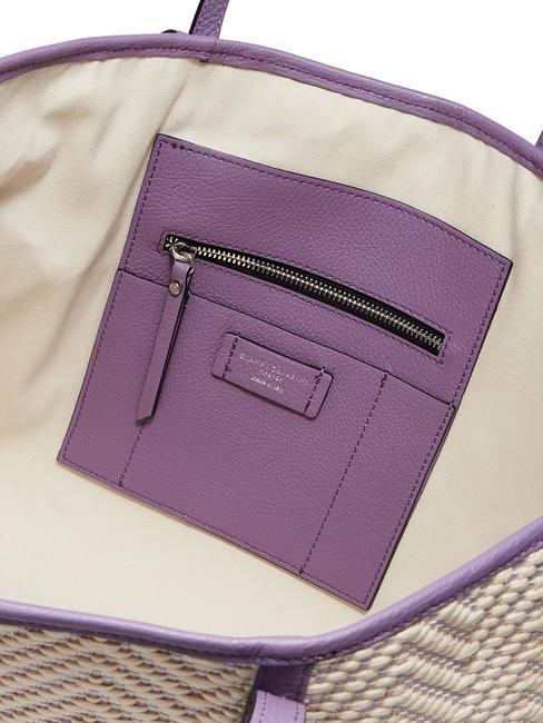 SUPERLIGHT Straw and leather shopping bag var. wisteria - Women&rsquo;s Bags