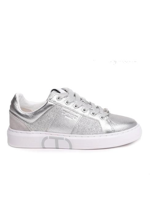 PRINT OVAL T Laminated leather sneaker silver - Women&rsquo;s shoes