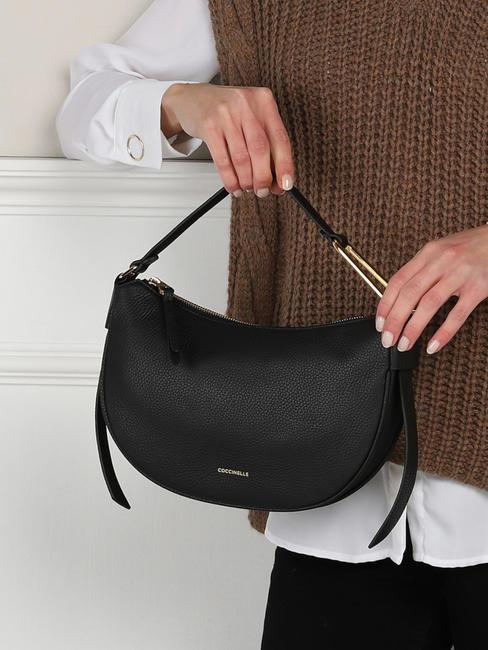 PRISCILLA Bag with shoulder strap, in leather Black - Women&rsquo;s Bags