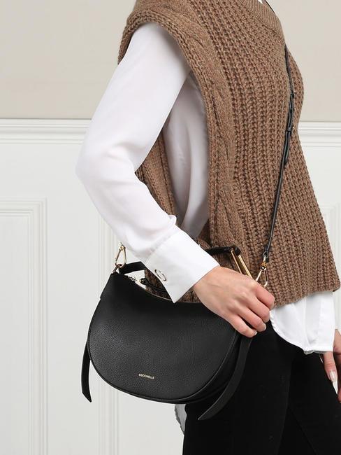 PRISCILLA Bag with shoulder strap, in leather Black - Women&rsquo;s Bags