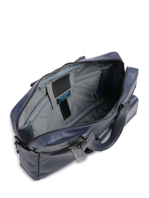FINN 14" laptop briefcase, in leather blue - Work Briefcases