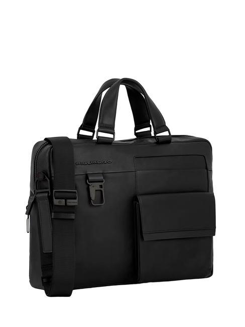 FINN 14" laptop briefcase, in leather Black - Work Briefcases