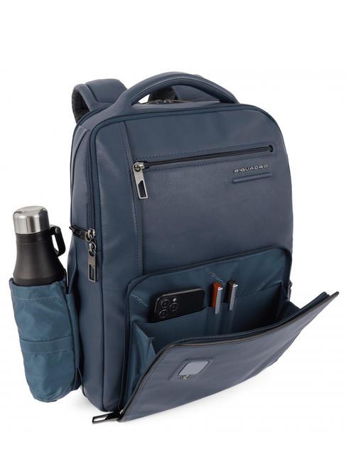 AKRON Anti-theft leather backpack, 15.6" pc holder blue - Laptop backpacks
