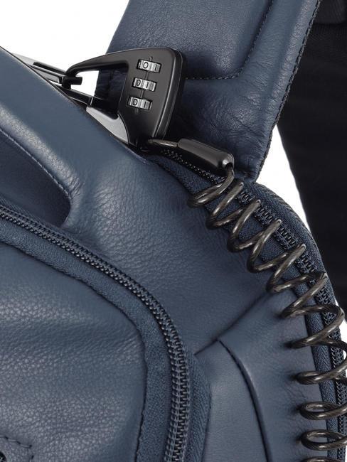 AKRON Anti-theft leather backpack, 15.6" pc holder blue - Laptop backpacks