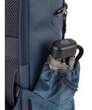 PIQUADRO AKRON Anti-theft leather backpack, 15.6" pc holder blue - Laptop backpacks - 4