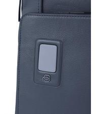 PIQUADRO AKRON Anti-theft leather backpack, 15.6" pc holder blue - Laptop backpacks - 5