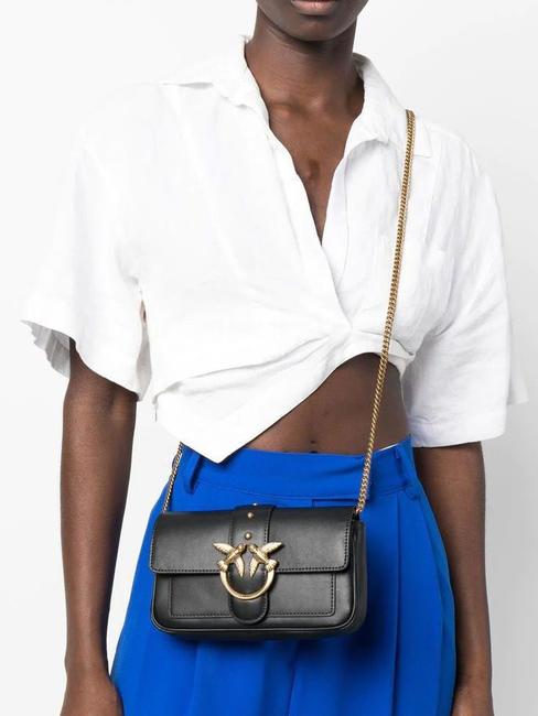 LOVE ONE POCKET Leather shoulder bag black-antique gold - Women&rsquo;s Bags