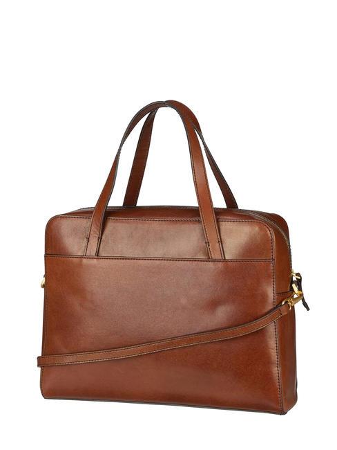 BARBARA Leather briefcase with shoulder strap BROWN - Work Briefcases