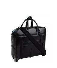 PIQUADRO BLUE SQUARE Pilot leather trolley, 15.6 "PC holder Black - Trolley Pilot Case - Buy Online! - 3