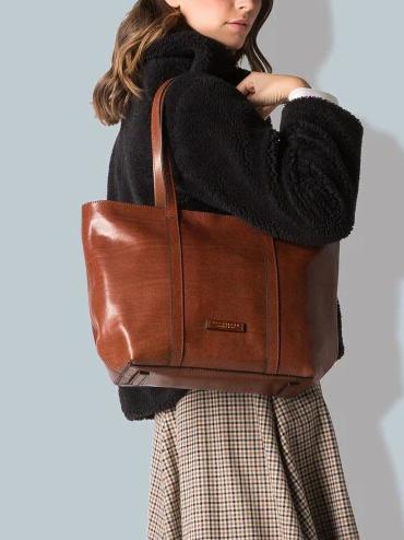 VITTORIA Leather shopping bag BROWN - Women’s Bags