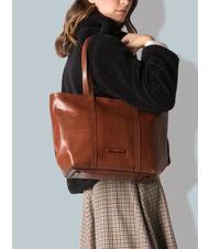 THE BRIDGE VITTORIA Leather shopping bag BROWN - Women’s Bags - 5