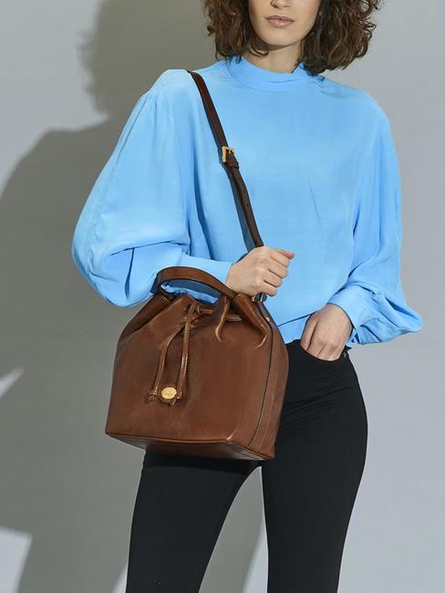 STORY DONNA Bucket bag in leather BROWN - Women’s Bags