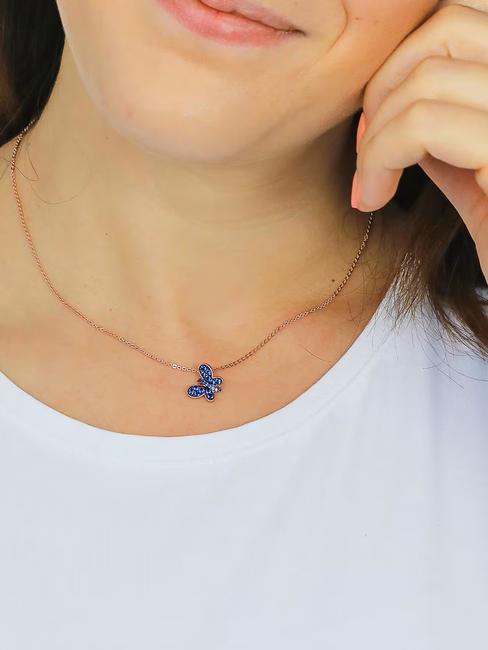 FARFALLE Necklace with blue zircons rose - Necklaces