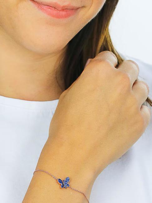 FARFALLE Blue and white zircon bracelet rose - Bracelets
