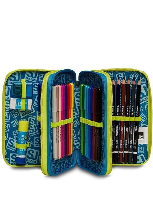COLOR Triple compartment pencil case with School Kit yellow - Cases and Accessories