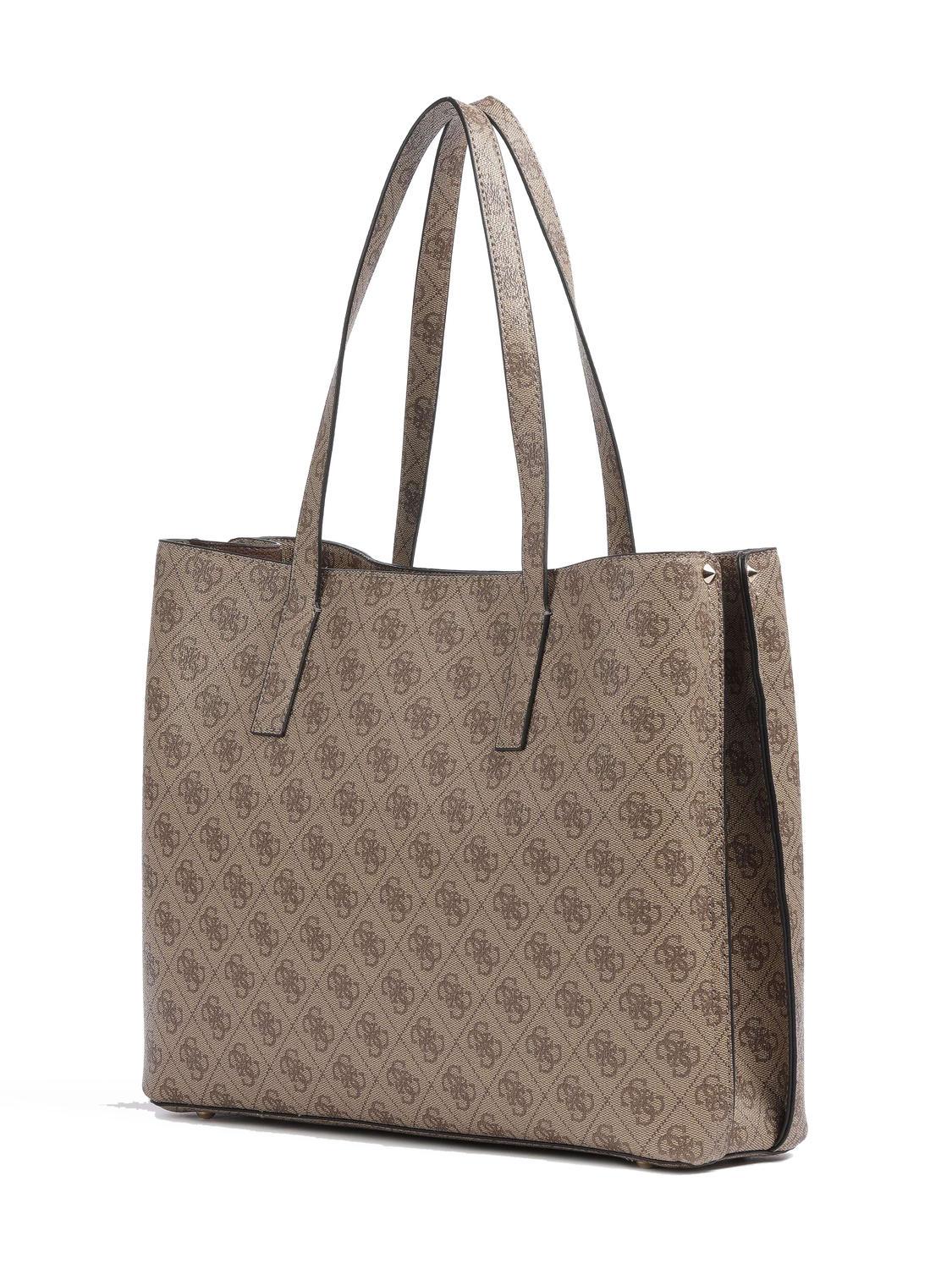 Guess Meridian Shoulder Shopping Bag Milk Logo - Buy At Outlet Prices! 