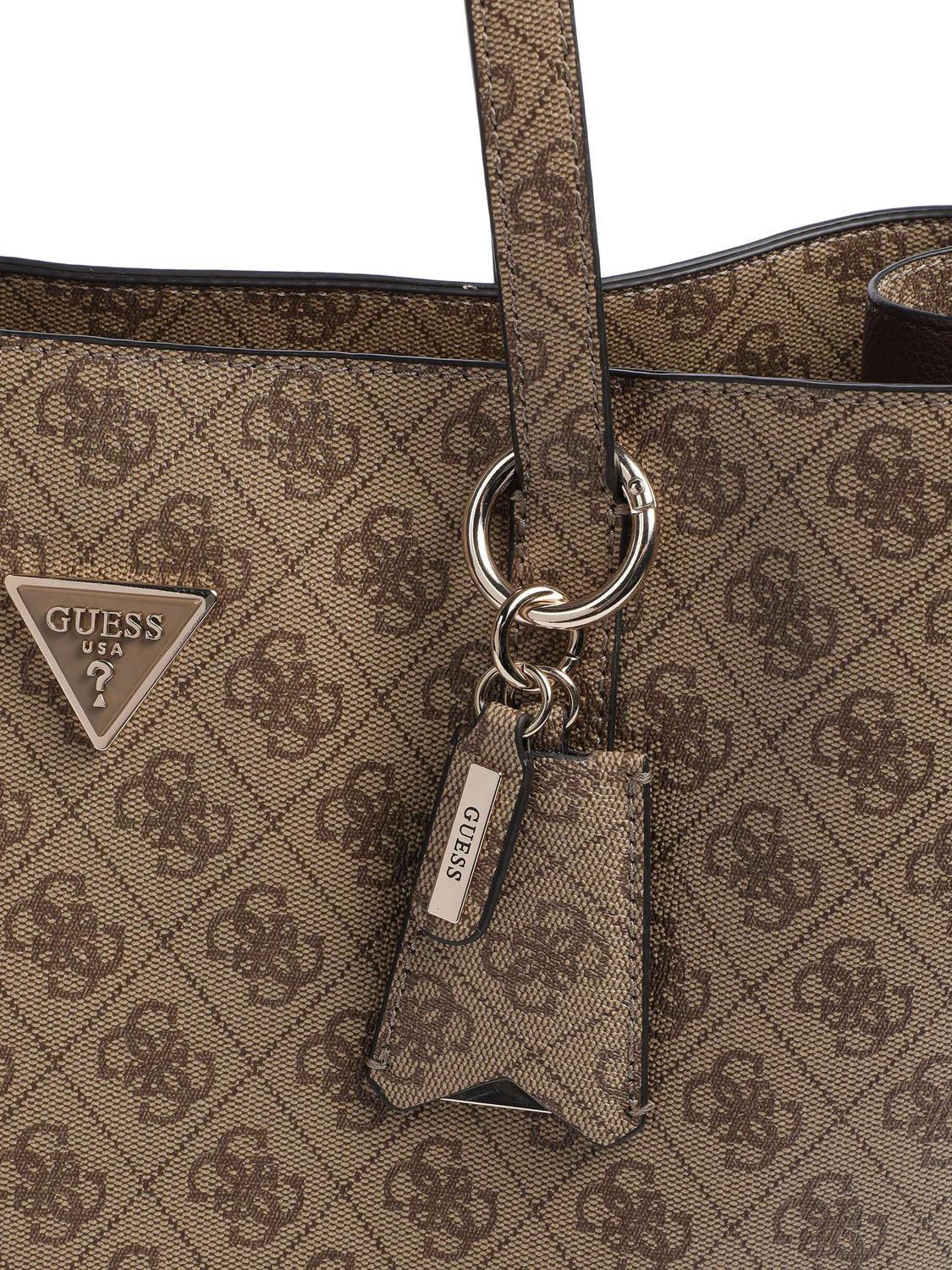 Guess Meridian Shoulder Shopping Bag Milk Logo - Buy At Outlet Prices! 