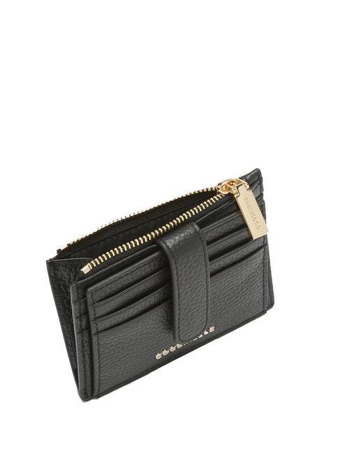 METALLIC SOFT Textured leather flat wallet Black - Women’s Wallets
