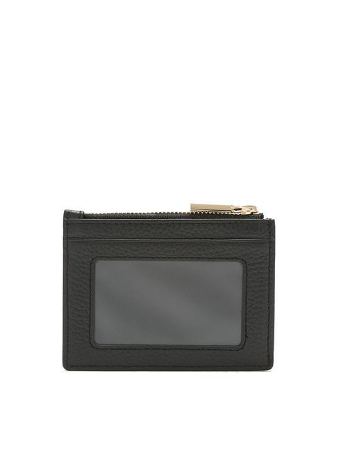 METALLIC SOFT Textured leather flat wallet Black - Women’s Wallets