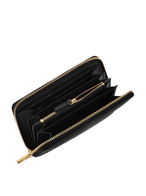 METALLIC SOFT Textured leather zip wallet Black - Women&rsquo;s Wallets