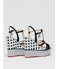 MANILA GRACE CAMPIONARIO Polka dot and striped wedge with leather bands White black - Women&rsquo;s shoes - 3