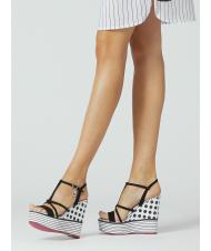 MANILA GRACE CAMPIONARIO Polka dot and striped wedge with leather bands White black - Women&rsquo;s shoes - 4