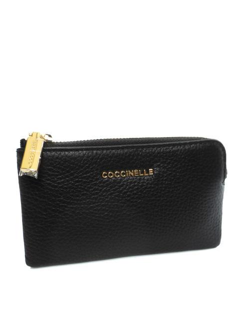 METALLIC SOFT Envelope coin purse Black - Women&rsquo;s Wallets