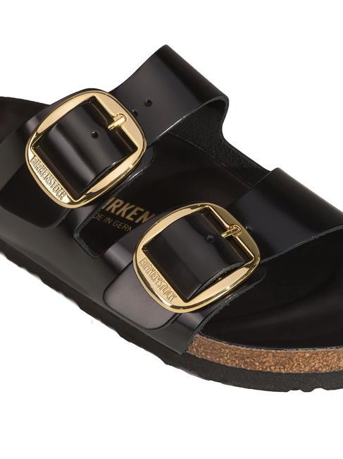 ARIZONA Big Buckle Leather slipper sandal shine black - Unisex shoes