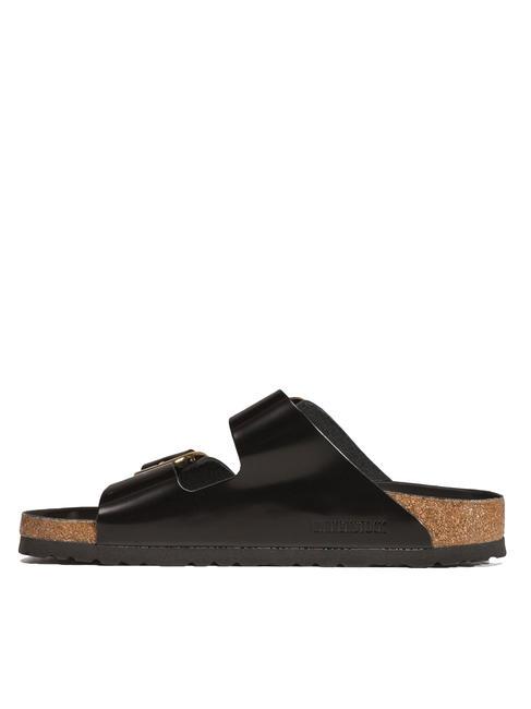 ARIZONA Big Buckle Leather slipper sandal shine black - Unisex shoes