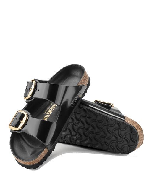 ARIZONA Big Buckle Leather slipper sandal shine black - Unisex shoes
