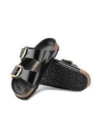 BIRKENSTOCK ARIZONA Big Buckle Leather slipper sandal shine black - Unisex shoes - 8
