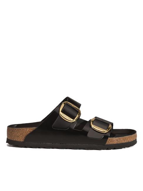 ARIZONA Big Buckle Leather slipper sandal shine black - Unisex shoes