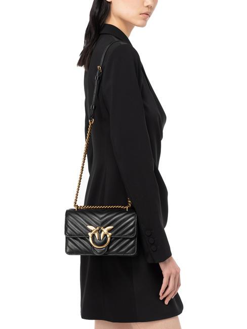 MINI LOVE BAG One chevron bag black-antique gold - Women’s Bags