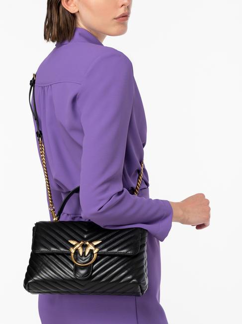 CLASSIC LADY LOVE BAG chevron bag black-antique gold - Women’s Bags