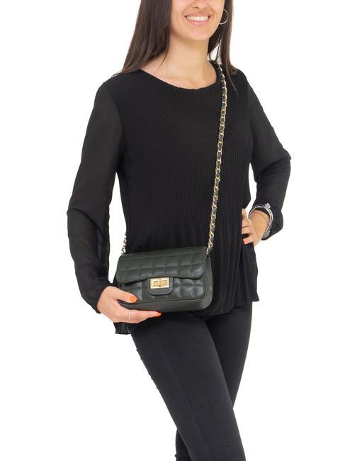 GIULIA Dollar leather chain shoulder bag dark green - Women&rsquo;s Bags