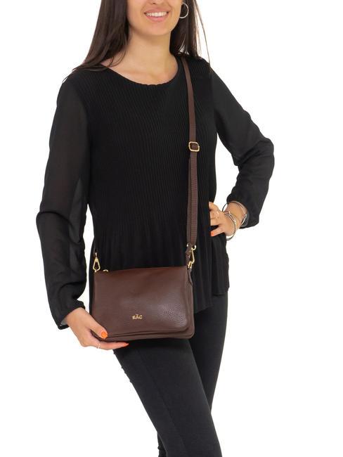 SIMONA Tris dollar leather shoulder bag mocha - Women’s Bags