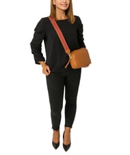 LESAC LUCIA Dollar leather double shoulder bag dark leather - Women’s Bags - 4