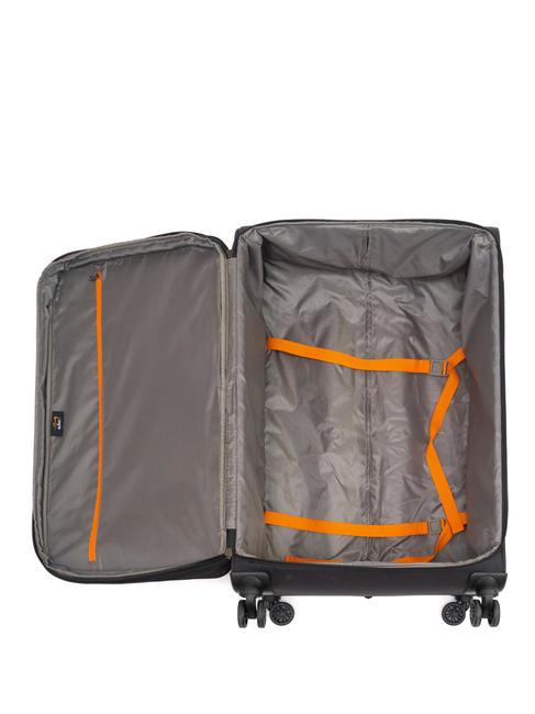 LIGHT FLY Medium expandable trolley black - Semi-rigid Trolley Cases