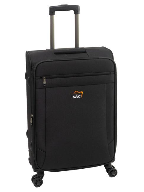 LIGHT FLY Medium expandable trolley black - Semi-rigid Trolley Cases