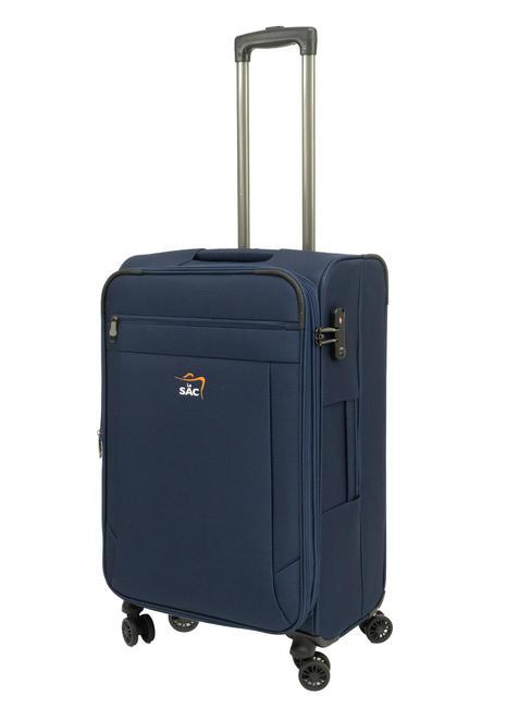 LIGHT FLY Medium expandable trolley blue - Semi-rigid Trolley Cases