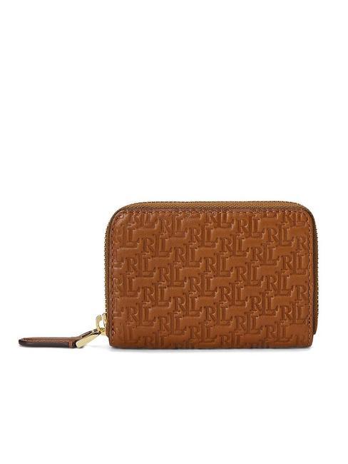 LOGO EMBOSSED Small leather zip wallet lauren tan7 - Women&rsquo;s Wallets