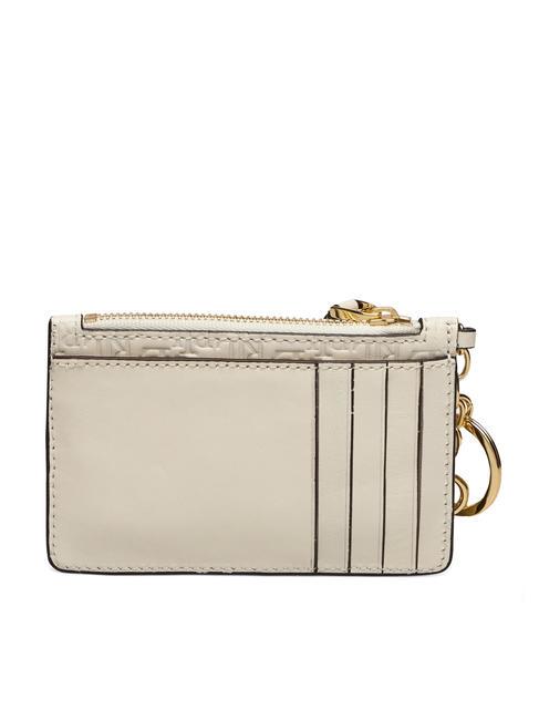LOGO EMBOSSED Leather card holder with key ring vanilla6 - Women&rsquo;s Wallets