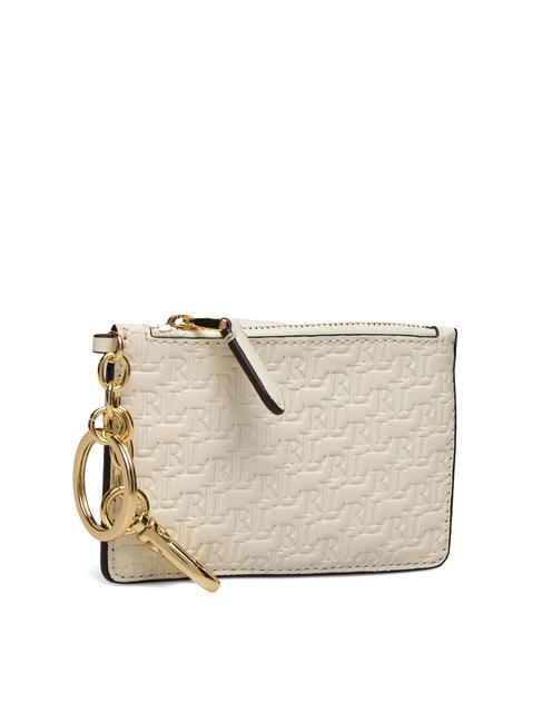 LOGO EMBOSSED Leather card holder with key ring vanilla6 - Women&rsquo;s Wallets