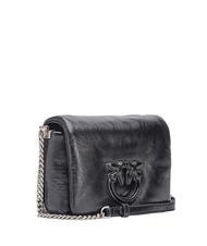 PINKO LOVE CLICK PUFF BABY Mini bag in laminated leather black-old silver - Women’s Bags - 2